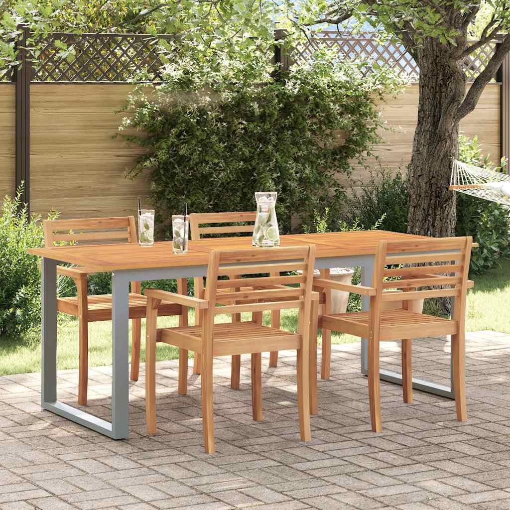 Τραπέζι Κήπου Γκρι 160 x 80 x 75 cm Στερεό Ξύλο Ακακίας
