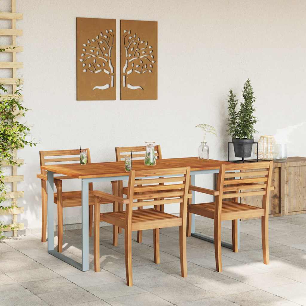 Τραπέζι Κήπου Γκρι 160 x 80 x 75 cm Στερεό Ξύλο Ακακίας