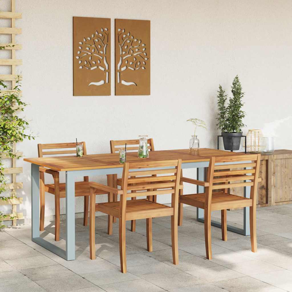 Τραπέζι Κήπου Γκρι 200 x 90 x 75 cm Στερεό Ξύλο Ακακίας