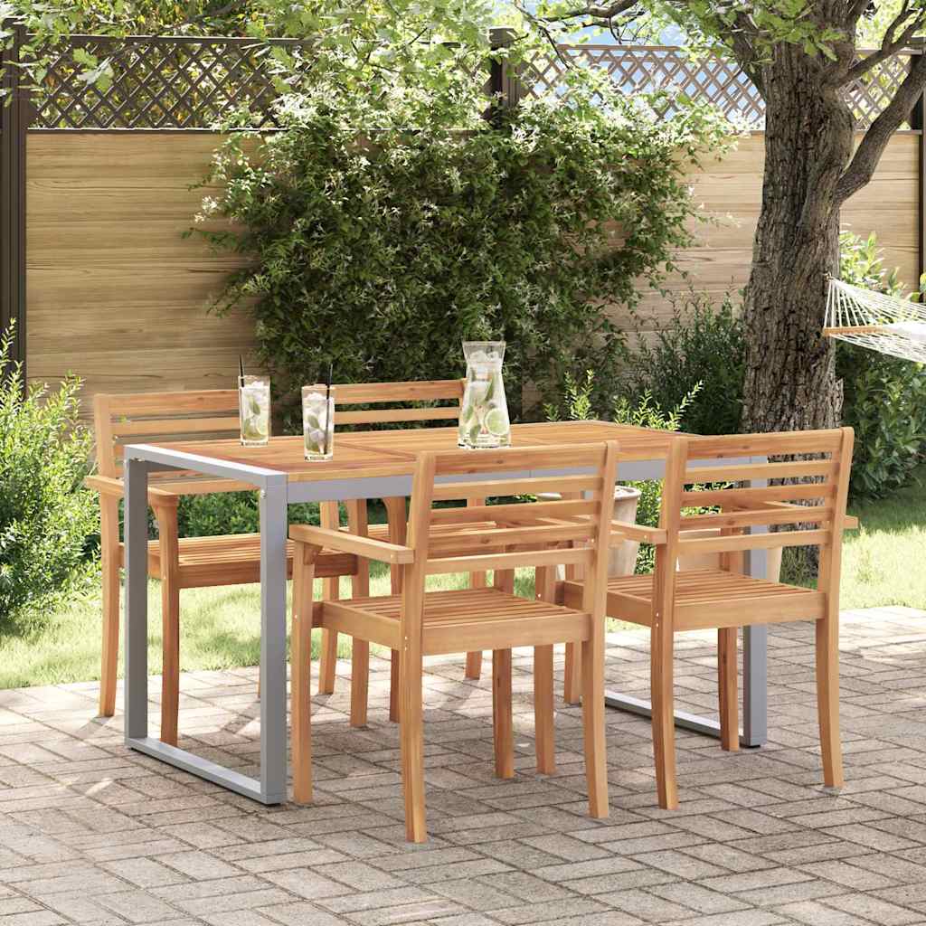 Τραπέζι Κήπου Γκρι 140 x 80 x 75 cm Στερεό Ξύλο Ακακίας