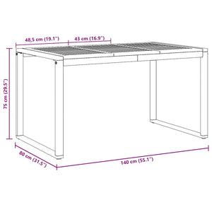 Τραπέζι Κήπου Γκρι 140 x 80 x 75 cm Στερεό Ξύλο Ακακίας