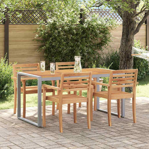 Τραπέζι Κήπου Γκρι 160 x 80 x 75 cm Στερεό Ξύλο Ακακίας