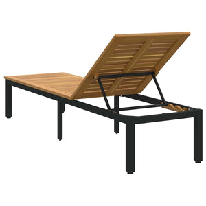 Ξαπλώστρα Μαύρο 200 x 55 x 35 cm Στερεό Ξύλο Ακακίας