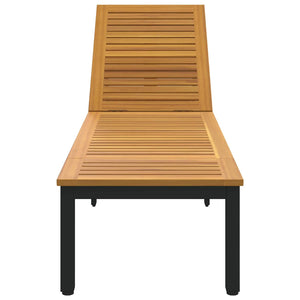 Ξαπλώστρα Μαύρο 200 x 55 x 35 cm Στερεό Ξύλο Ακακίας