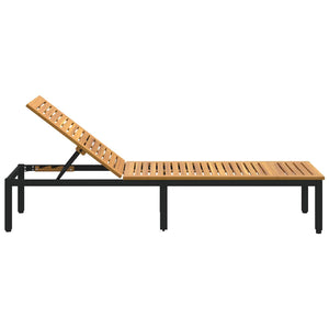 Ξαπλώστρα Μαύρο 200 x 55 x 35 cm Στερεό Ξύλο Ακακίας