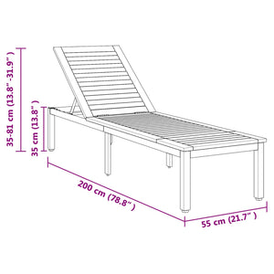 Ξαπλώστρα Μαύρο 200 x 55 x 35 cm Στερεό Ξύλο Ακακίας