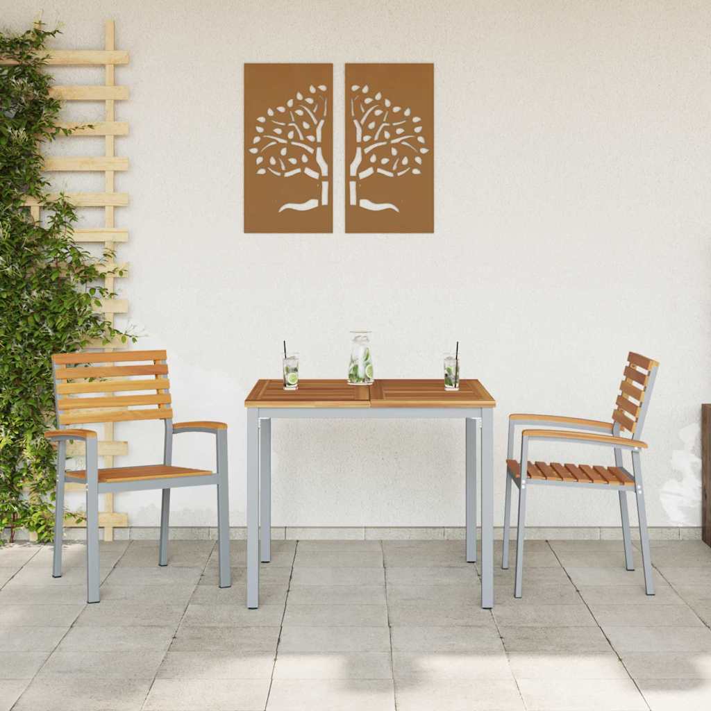 Καρέκλα Κήπου 2 pcs Καφέ 56 x 57 x 87 εκ Στερεό Ξύλο Ακακίας