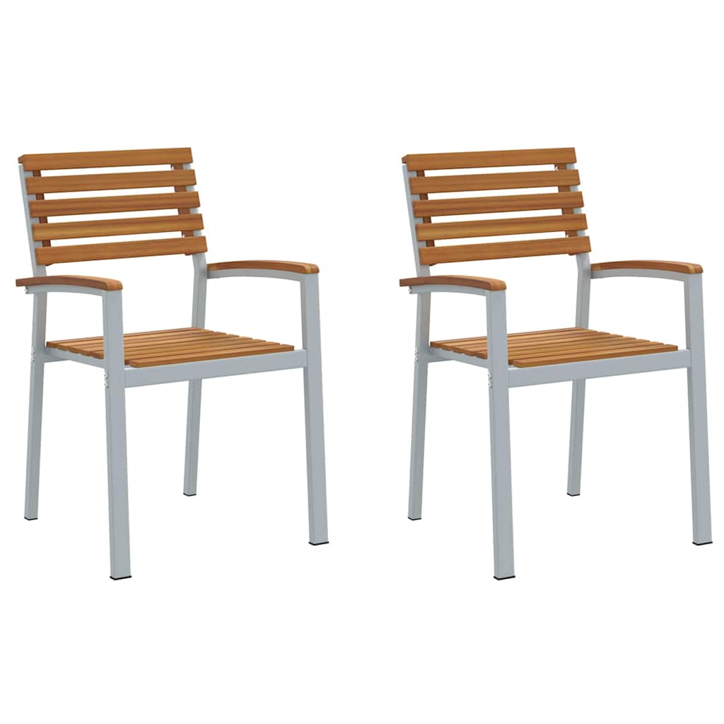 Καρέκλα Κήπου 2 pcs Καφέ 56 x 57 x 87 εκ Στερεό Ξύλο Ακακίας
