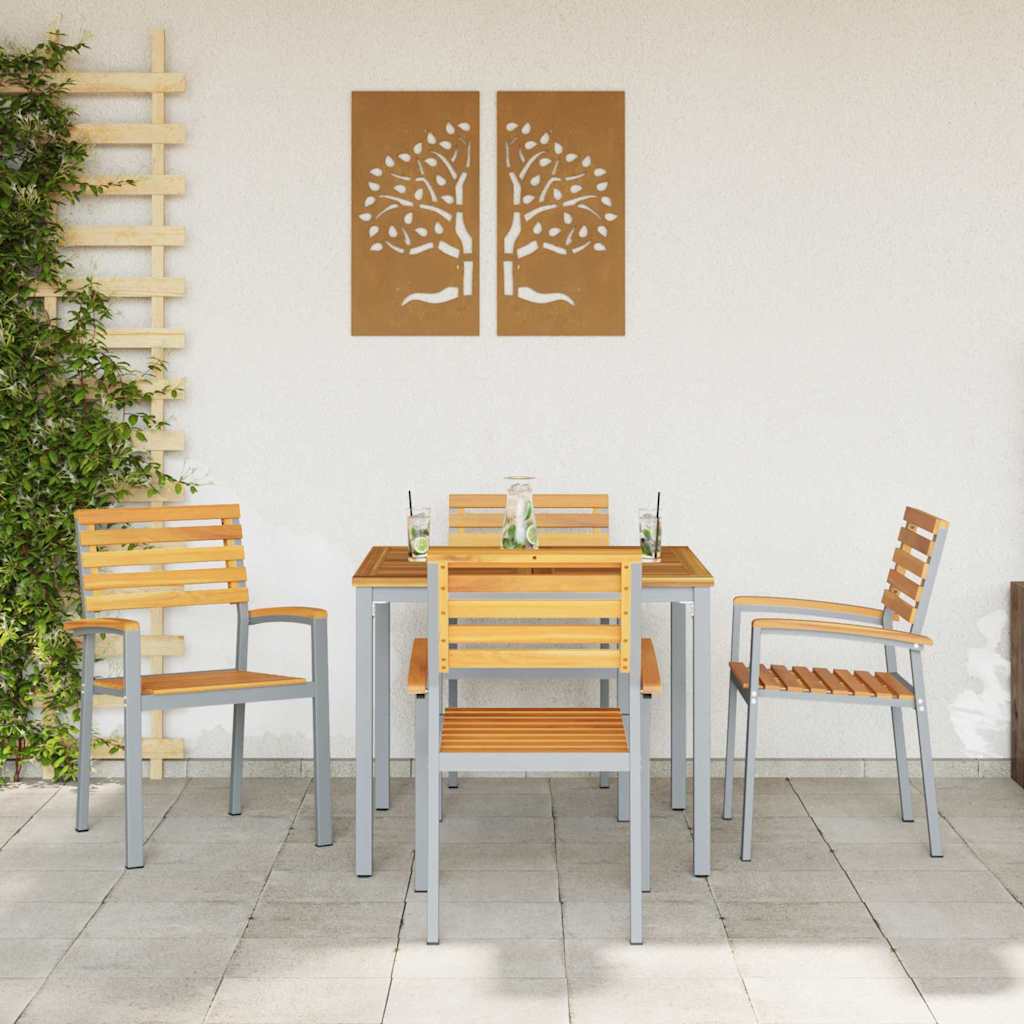 Καρέκλα Κήπου 4 pcs Καφέ 56 x 57 x 87 εκ Στερεό Ξύλο Ακακίας