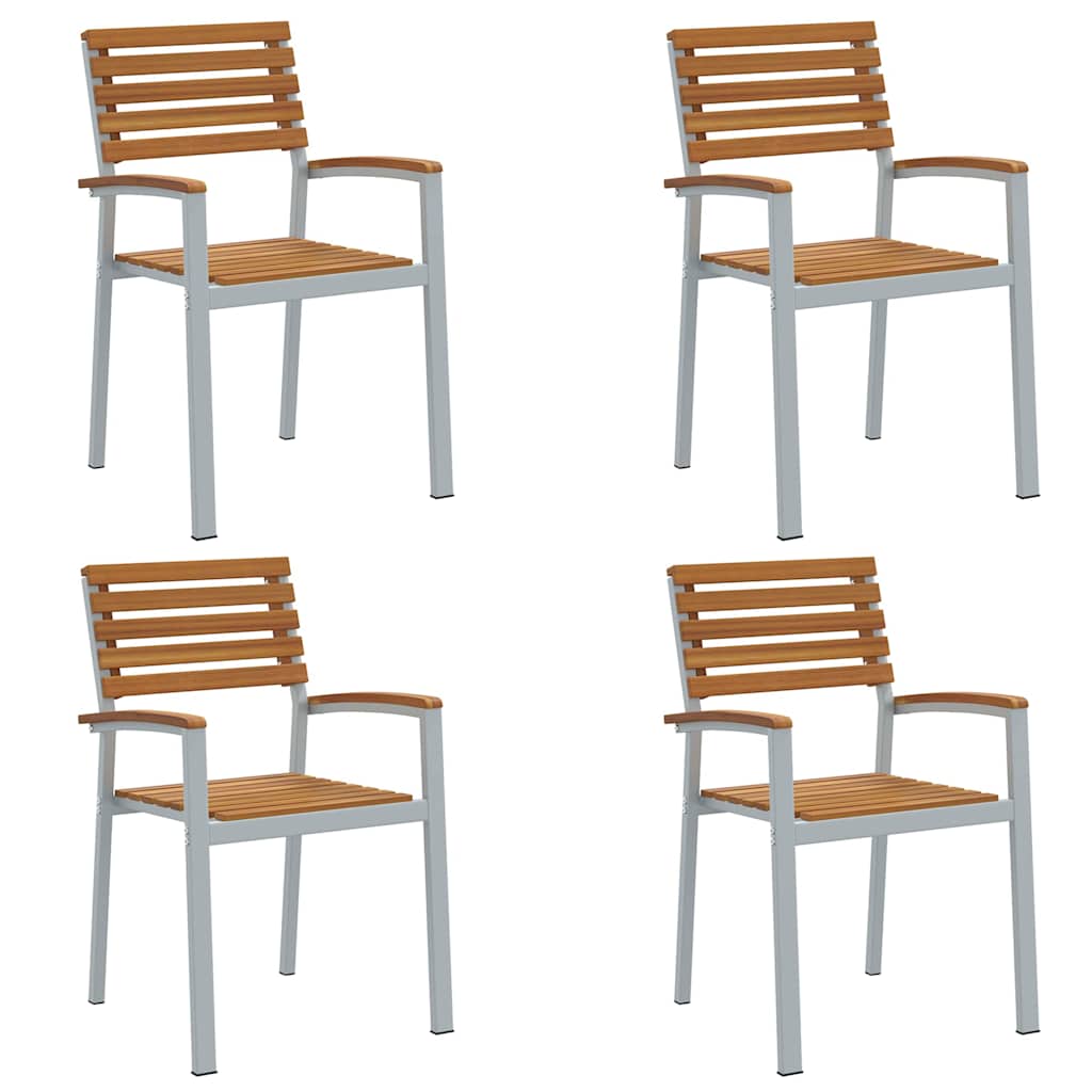 Καρέκλα Κήπου 4 pcs Καφέ 56 x 57 x 87 εκ Στερεό Ξύλο Ακακίας