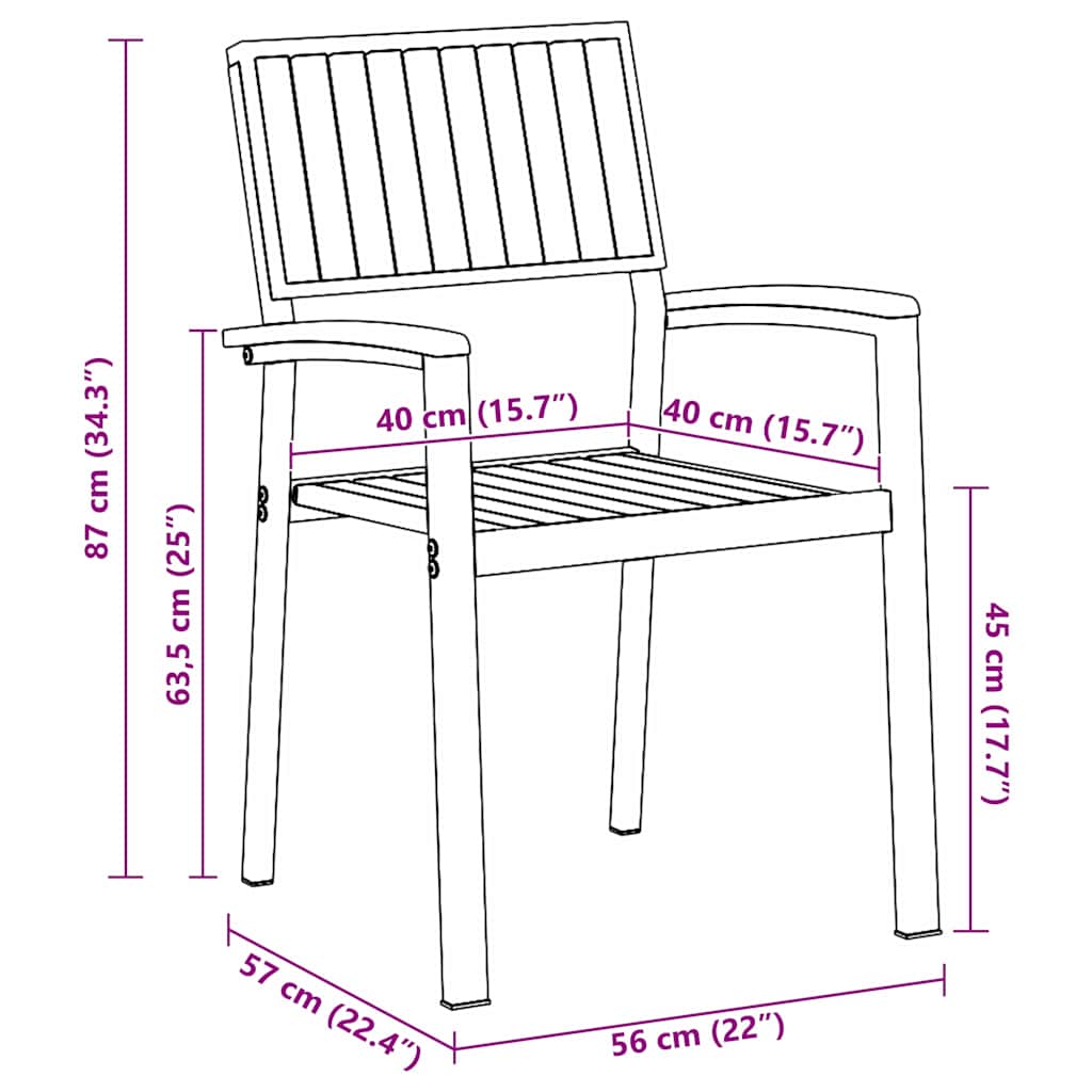 Στοιβαζόμενη Καρέκλα 4 pcs Καφέ 56 x 57 x 87 εκ - Pakobazaar