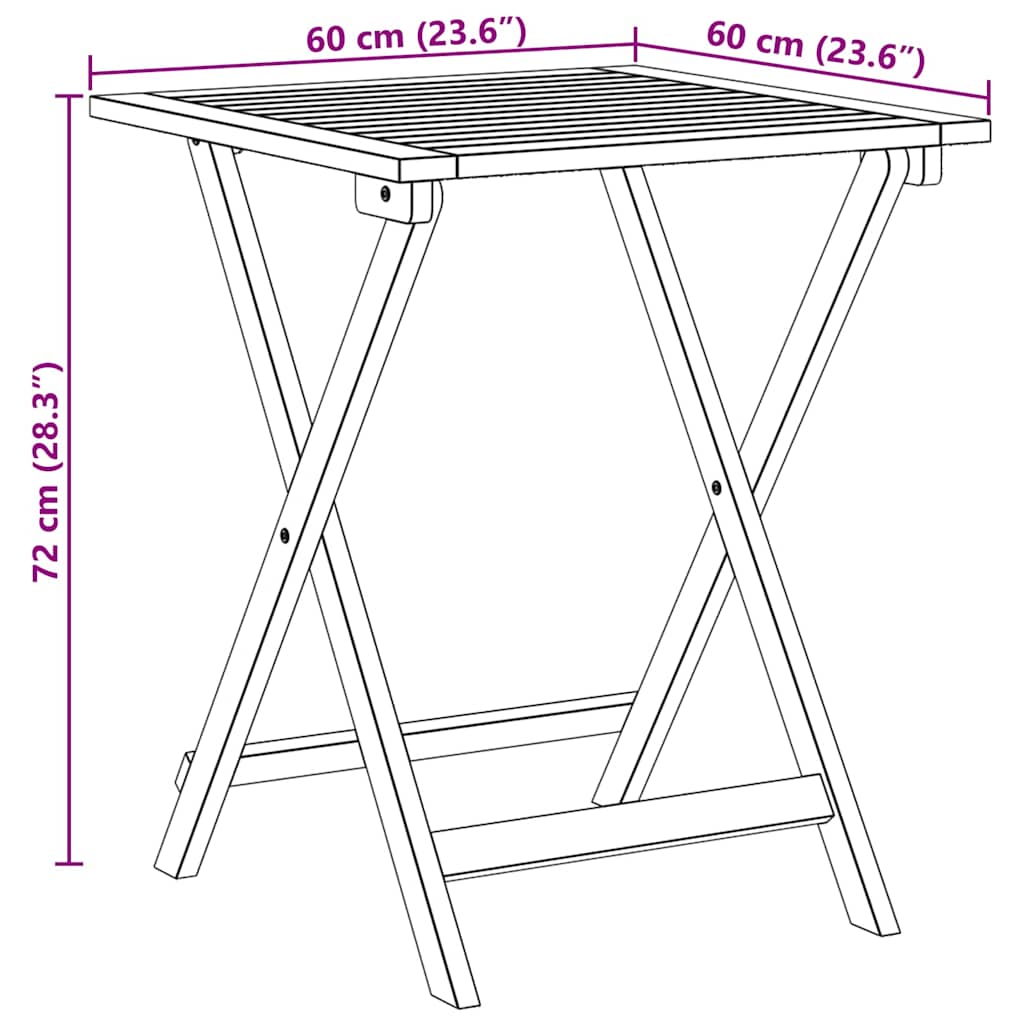 Τραπέζι Κήπου Φυσικό 60 x 60 x 72 cm Στερεό Ξύλο Ακακίας - Pakobazaar