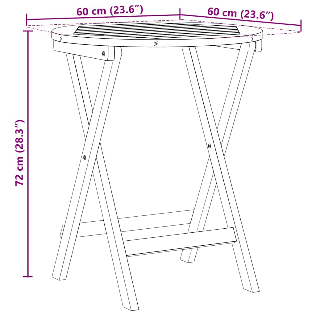 Τραπέζι Κήπου Φυσικό 60 x 60 x 72 cm Στερεό Ξύλο Ακακίας - Pakobazaar