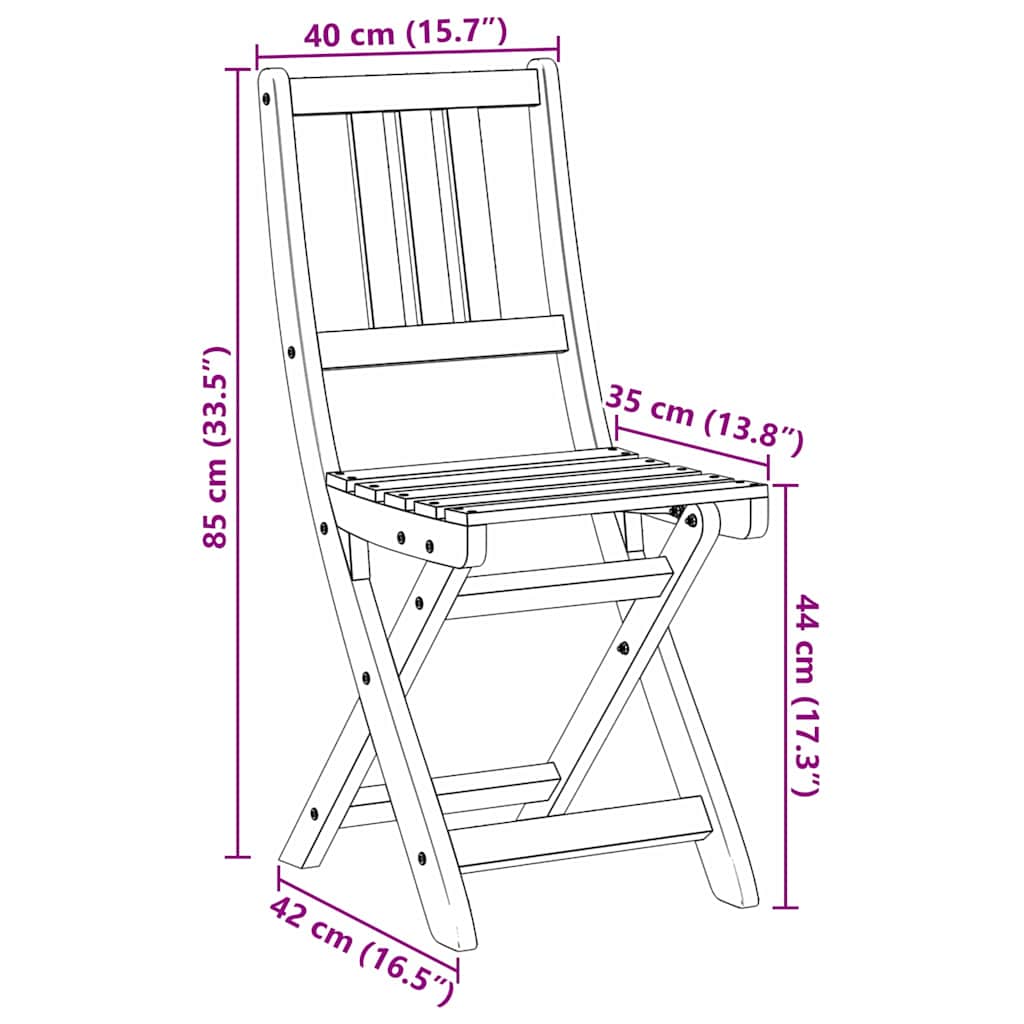 Καρέκλα Κήπου 2 pcs Φυσικό Λάδι 40 x 42 x 85 εκ - Pakobazaar