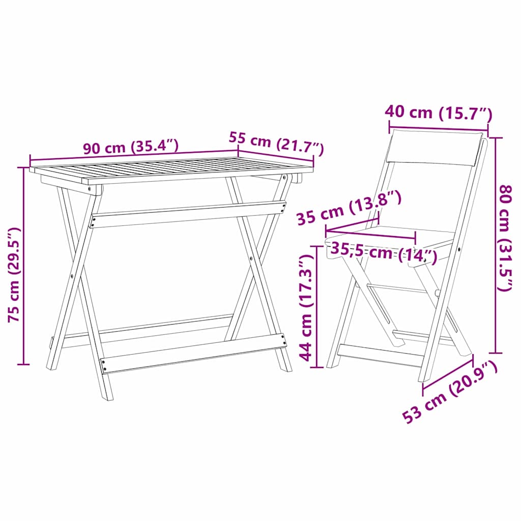 Σετ μπιστρό με μαξιλάρι 5 pcs Φυσικό Λάδι Στερεό Ξύλο Ακακίας - Pakobazaar