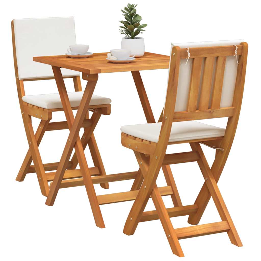 Σετ μπιστρό με μαξιλάρι 3 pcs Φυσικό Λάδι Στερεό Ξύλο Ακακίας