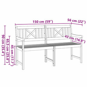 Εξωτερικός πάγκος Φυσικό 150 x 56 x 90 εκ. Στερεό Ξύλο Ακακίας