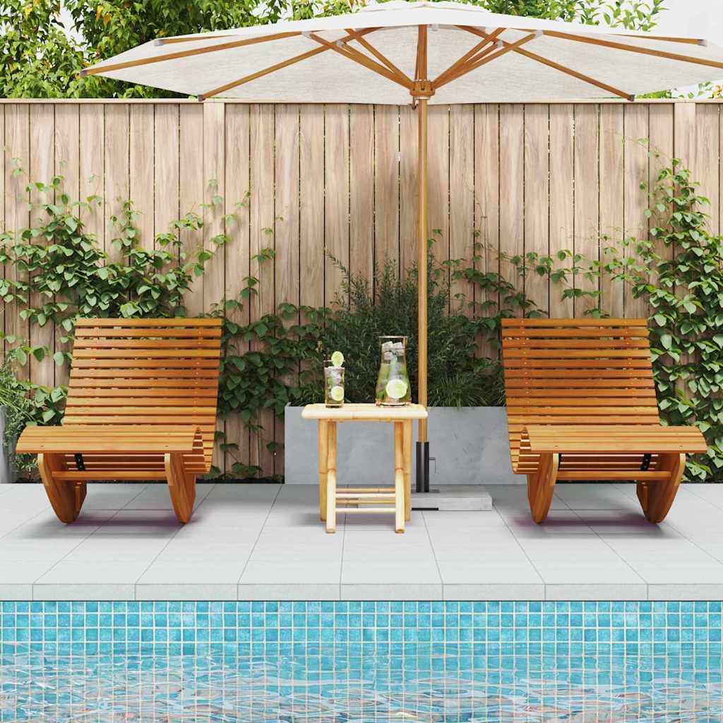 Ξαπλώστρα 2 pcs Καφέ 154 x 60 x 74 εκ Στερεό Ξύλο Ακακίας - Pakobazaar
