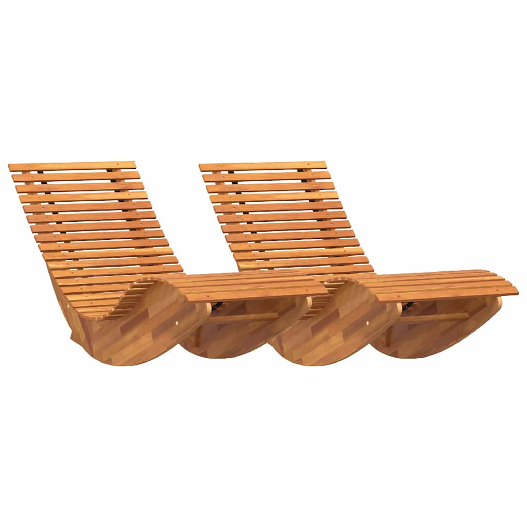 Ξαπλώστρα 2 pcs Καφέ 154 x 60 x 74 εκ Στερεό Ξύλο Ακακίας - Pakobazaar