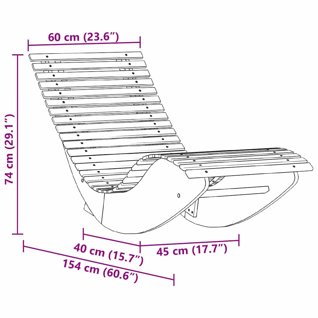 Ξαπλώστρα 2 pcs Καφέ 154 x 60 x 74 εκ Στερεό Ξύλο Ακακίας - Pakobazaar