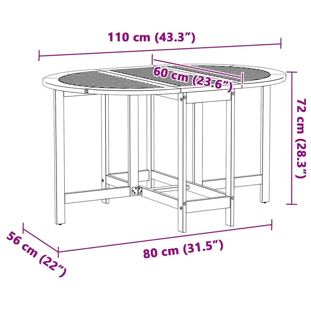 Τραπέζι Κήπου 5 pcs Καφέ Στερεό Ξύλο Ακακίας - Pakobazaar