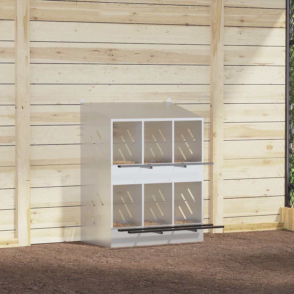 Κουτί φωλιάς κοτόπουλου με 6 θήκες γαλβανισμένο ασήμι μέταλλο