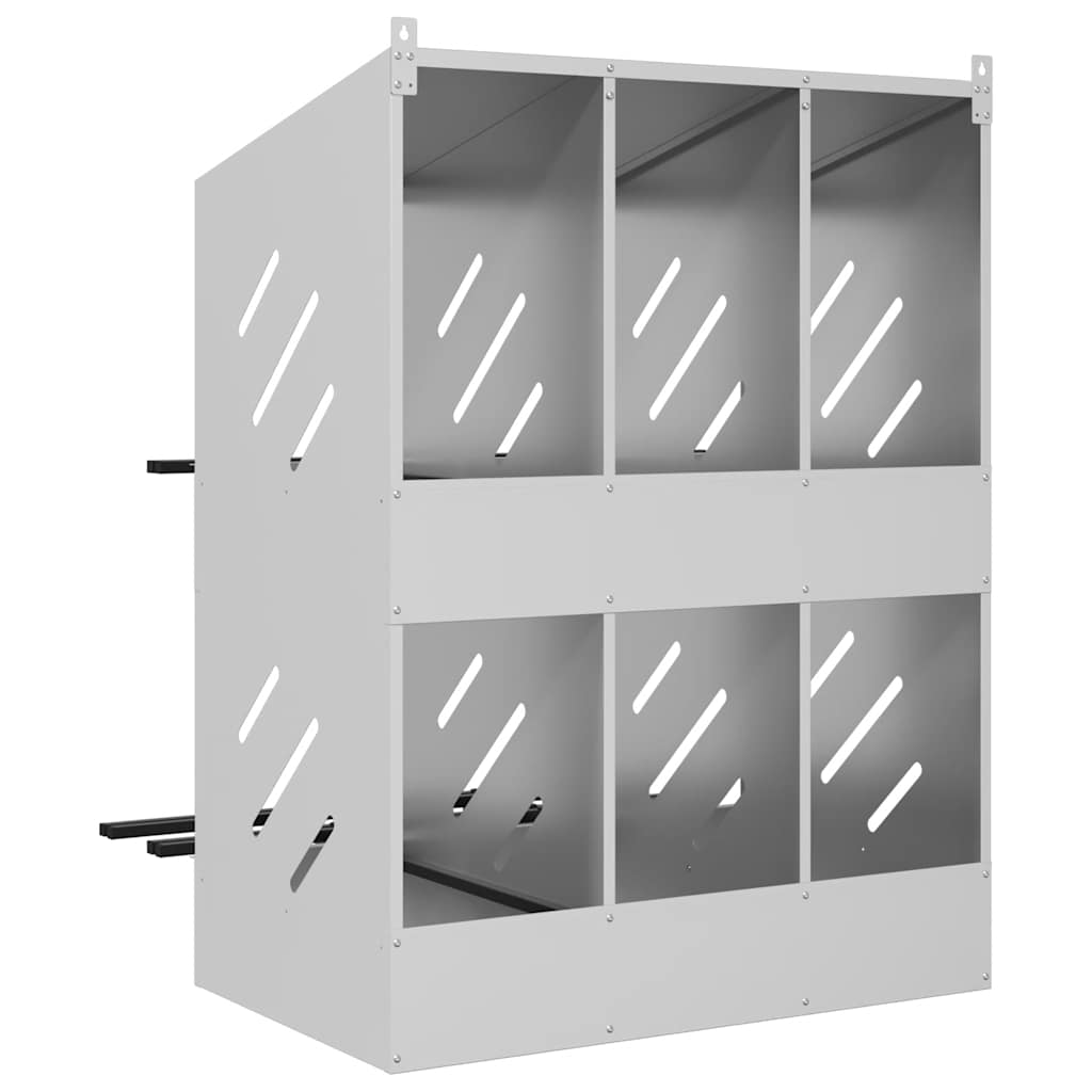 Κουτί φωλιάς κοτόπουλου με 6 θήκες γαλβανισμένο ασήμι μέταλλο