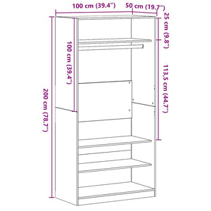 Ντουλάπι Μαύρη δρυς 100 x 50 x 200 cm Επεξεργασμένο ξύλο - Pakobazaar