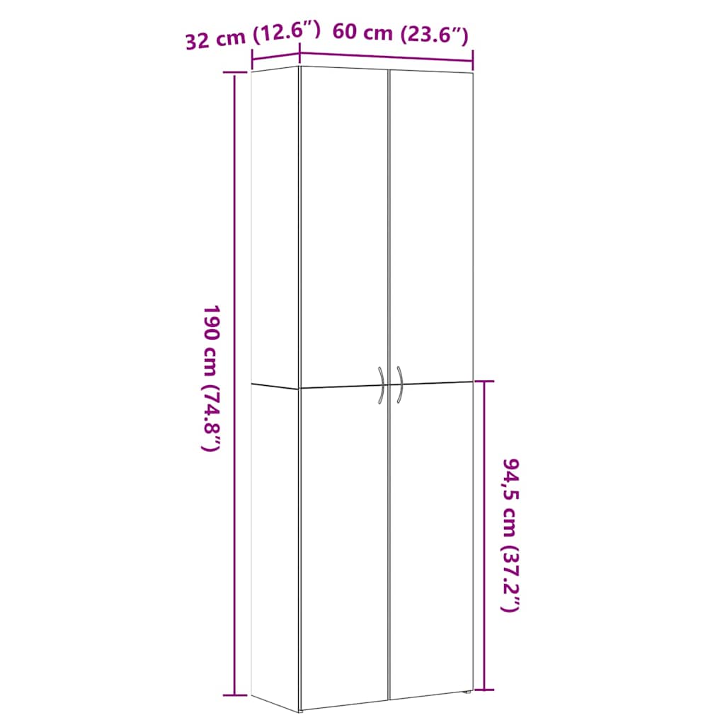 Γραφείο Ντουλάπι Μαύρη Οξυά 60 x 32 x 190 cm Επεξεργασμένο ξύλο - Pakobazaar