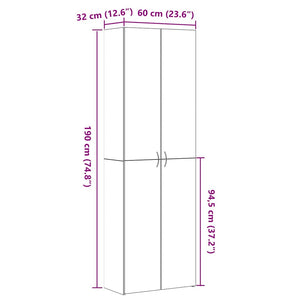 Γραφείο Ντουλάπι Μαύρη Οξυά 60 x 32 x 190 cm Επεξεργασμένο ξύλο - Pakobazaar