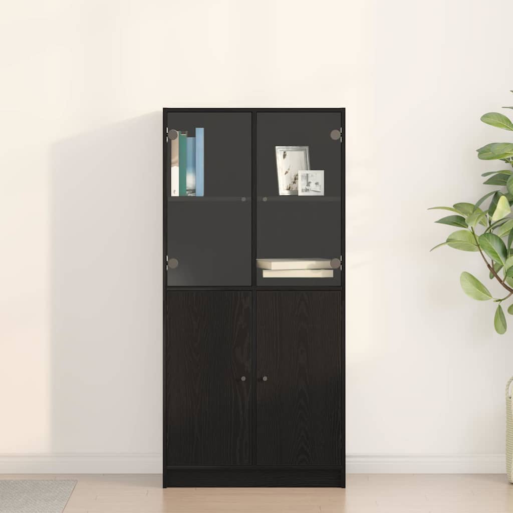 Highboard Μαύρη Οξυά 68 x 37 x142 εκ.