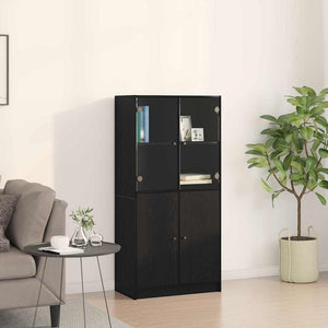 Highboard Μαύρη Οξυά 68 x 37 x142 εκ.