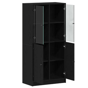 Highboard Μαύρη Οξυά 68 x 37 x142 εκ.