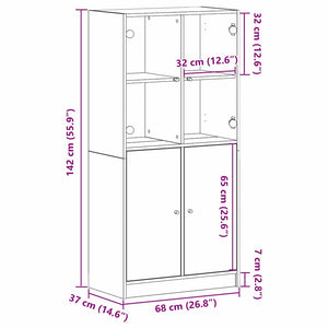 Highboard Μαύρη Οξυά 68 x 37 x142 εκ.