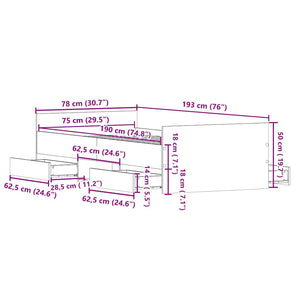Σκελετός Κρεβατιού με συρτάρι Artisan Oak 193 x 78 x 50 εκ.
