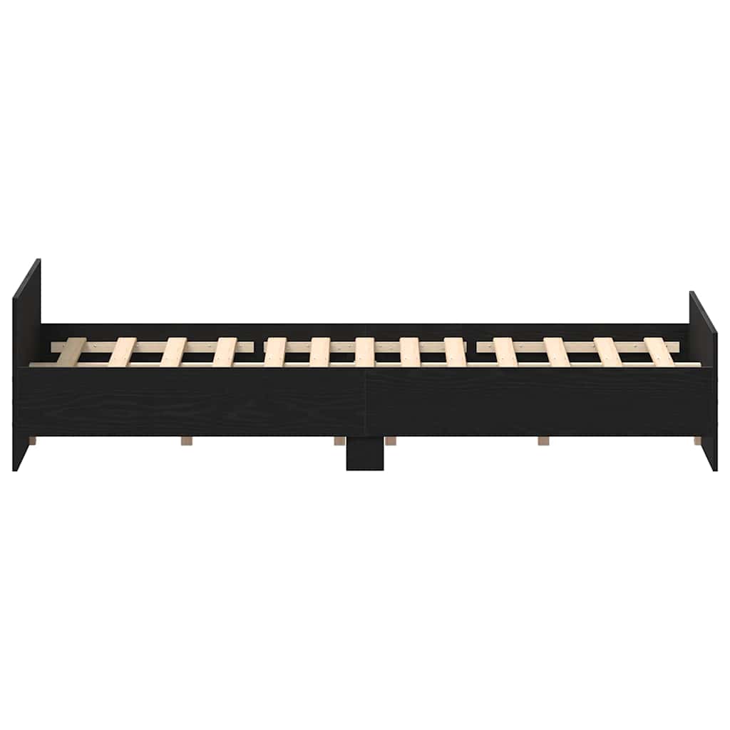 Πλαίσιο κρεβατιού χωρίς στρώμα Μαύρη βελανιδιά 140x200 εκ.