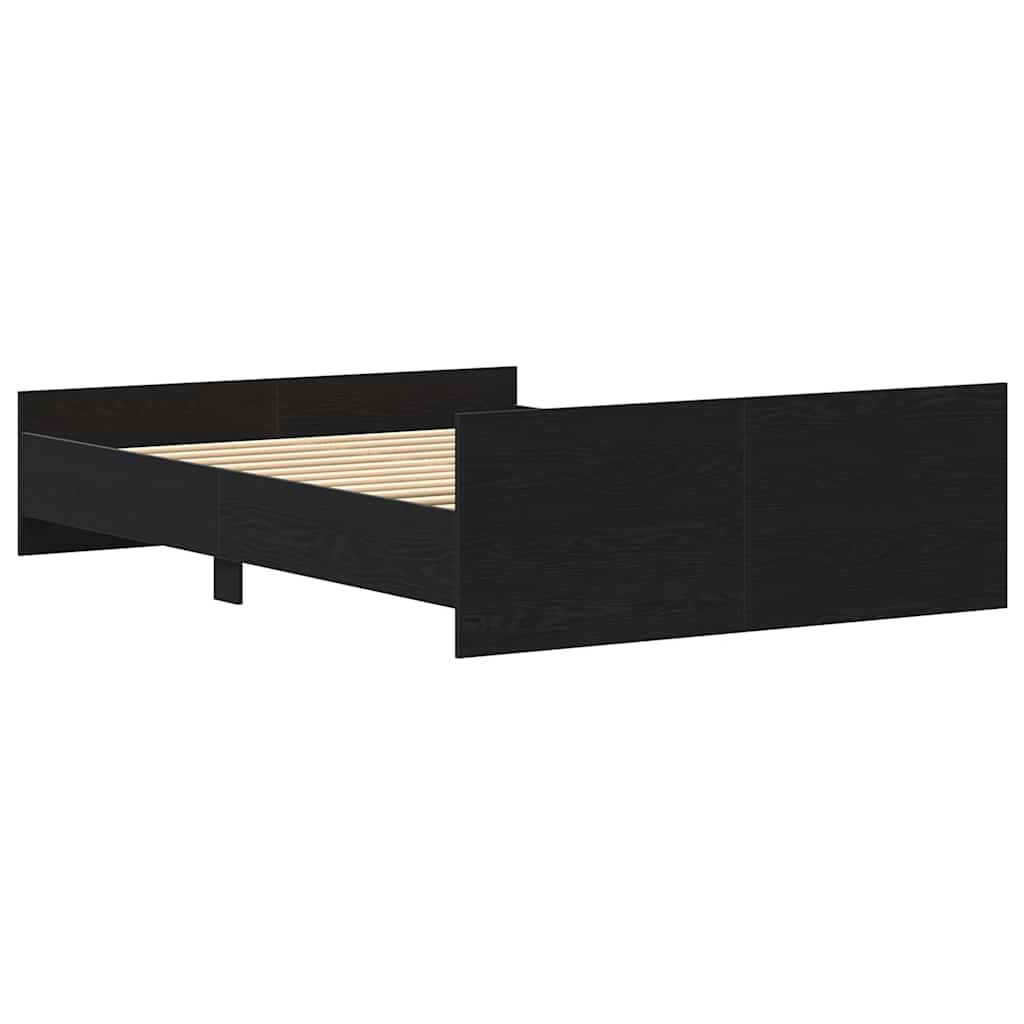 Πλαίσιο κρεβατιού χωρίς στρώμα Μαύρη βελανιδιά 140x200 εκ.