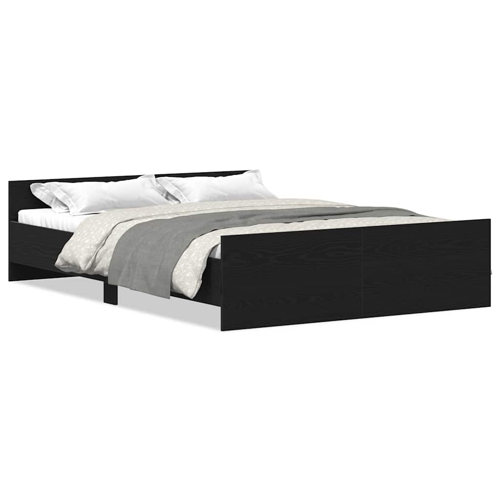 Πλαίσιο κρεβατιού χωρίς στρώμα Μαύρη βελανιδιά 140x190 εκ.