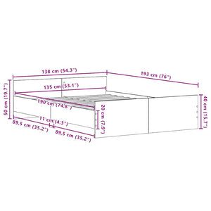 Πλαίσιο κρεβατιού χωρίς στρώμα 135x190 εκ. Επεξεργασμένο Ξύλο