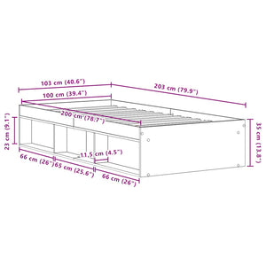 Πλαίσιο Κρεβατιού Μαύρη Δρυς 100x200 εκ. Επεξεργασμένο Ξύλο