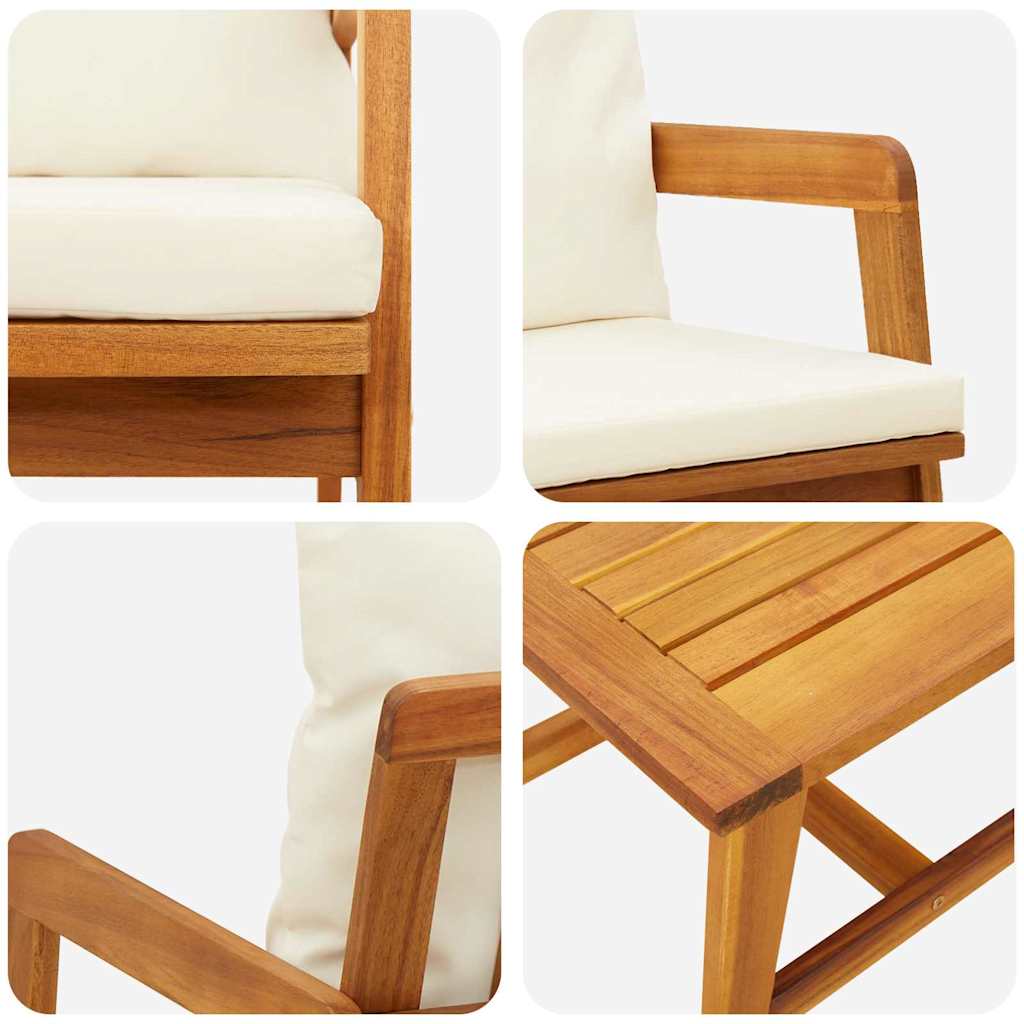 Σετ μπιστρό με μαξιλάρι 3 pcs Καφέ Στερεό Ξύλο Ακακίας - Pakobazaar