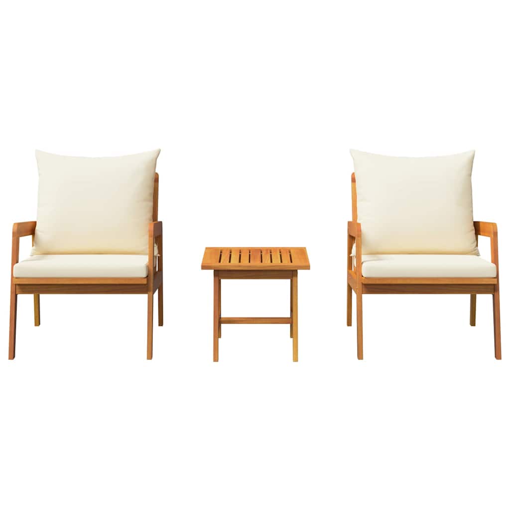 Σετ μπιστρό με μαξιλάρι 3 pcs Καφέ Στερεό Ξύλο Ακακίας - Pakobazaar