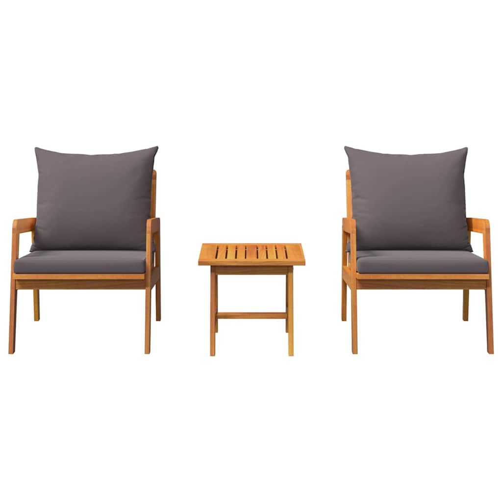 Σετ μπιστρό με μαξιλάρι 3 pcs Καφέ Στερεό Ξύλο Ακακίας - Pakobazaar