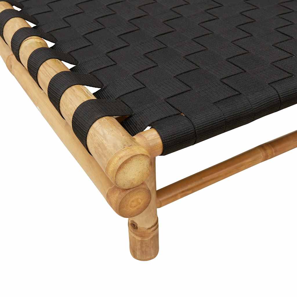 Ξαπλώστρα με Μαύρο Υφασμάτινο Ιμάντα 55 x 200 x 30 εκ. από Μπαμπού - Pakobazaar