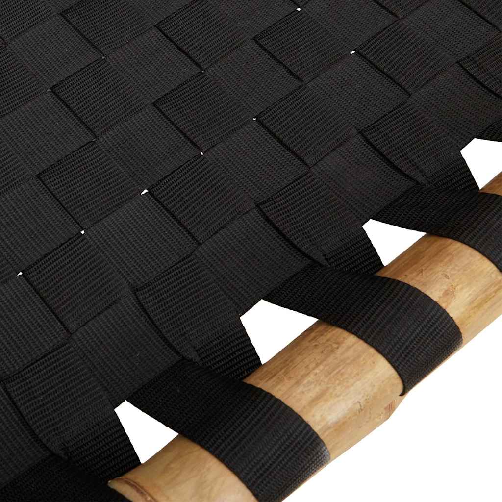 Ξαπλώστρα με Μαύρο Υφασμάτινο Ιμάντα 55 x 200 x 30 εκ. από Μπαμπού - Pakobazaar