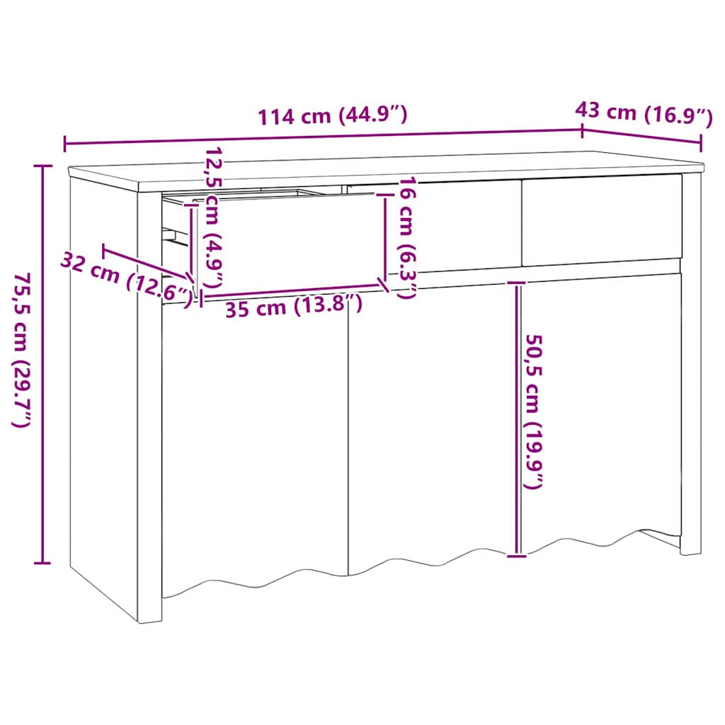 Πλαϊνό γραφείο με συρτάρι Drammen Δρυς 114 x 43 x 75,5 εκ - Pakobazaar