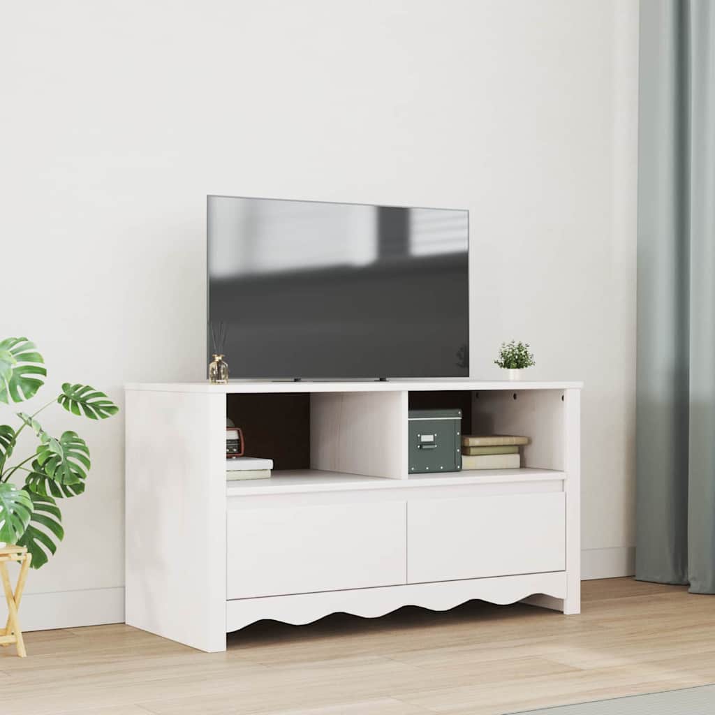Ντουλάπι TV Drammen Λευκό 99 x 43 x 55 εκ. Μασίφ ξύλο πεύκου