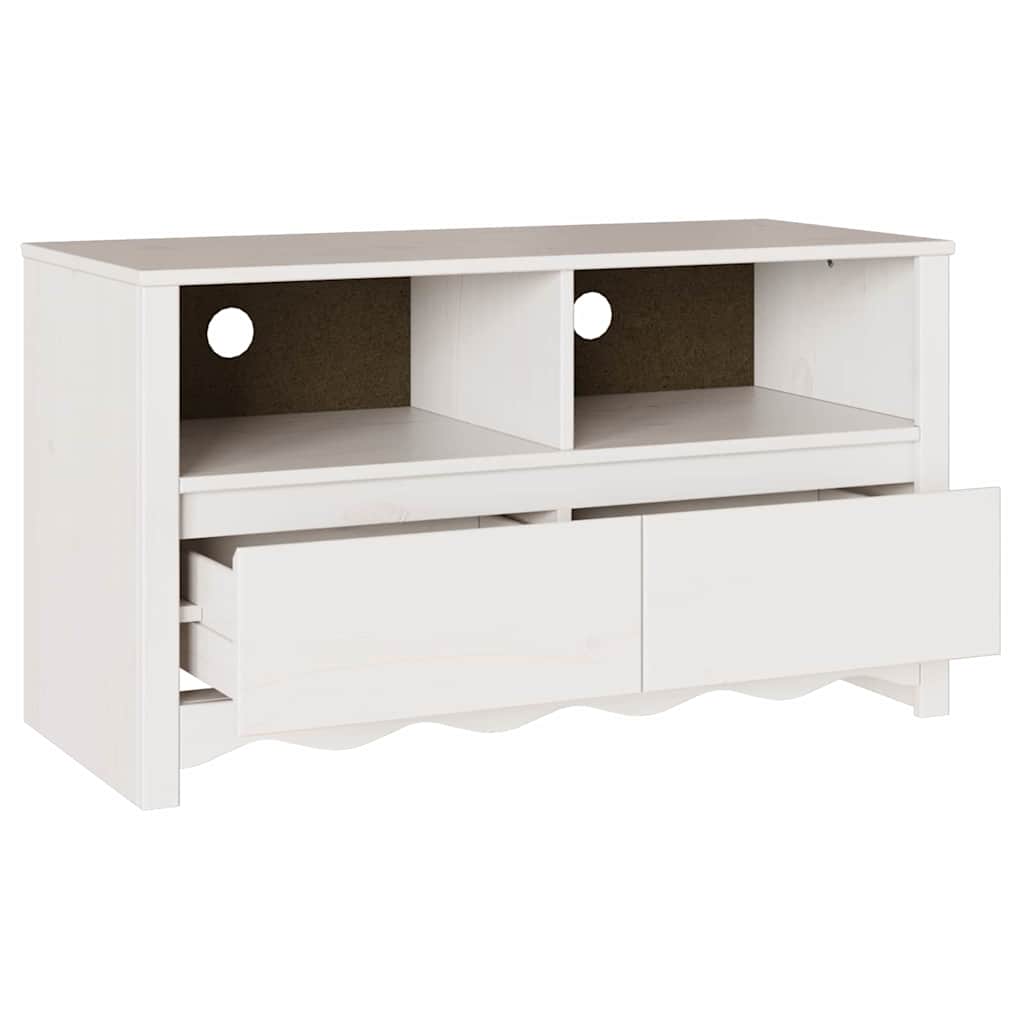 Ντουλάπι TV Drammen Λευκό 99 x 43 x 55 εκ. Μασίφ ξύλο πεύκου