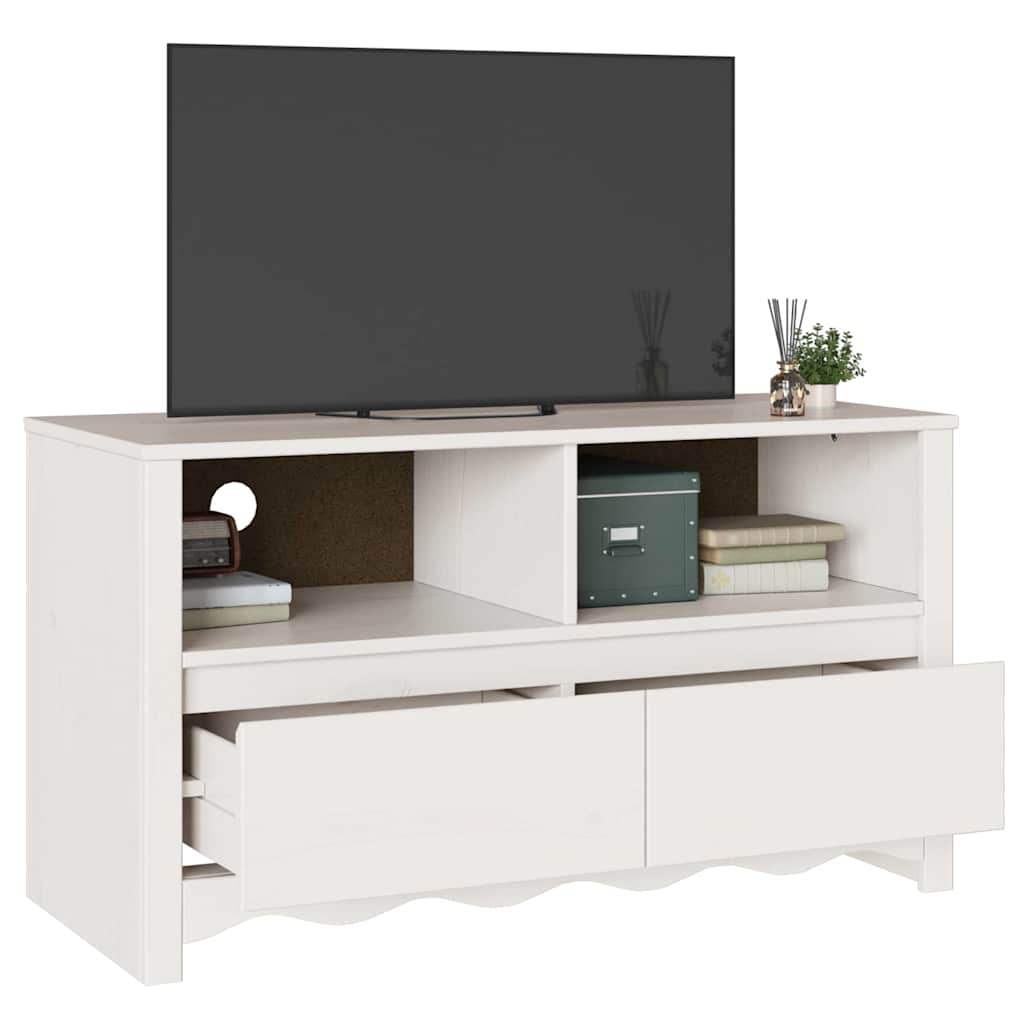 Ντουλάπι TV Drammen Λευκό 99 x 43 x 55 εκ. Μασίφ ξύλο πεύκου