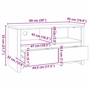 Ντουλάπι TV Drammen Λευκό 99 x 43 x 55 εκ. Μασίφ ξύλο πεύκου